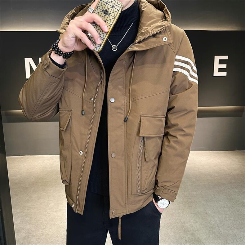 DS-A225-66851冬季新款男士连帽标羽绒服休闲潮流百搭保暖上衣,男装羽绒服,电商A225
