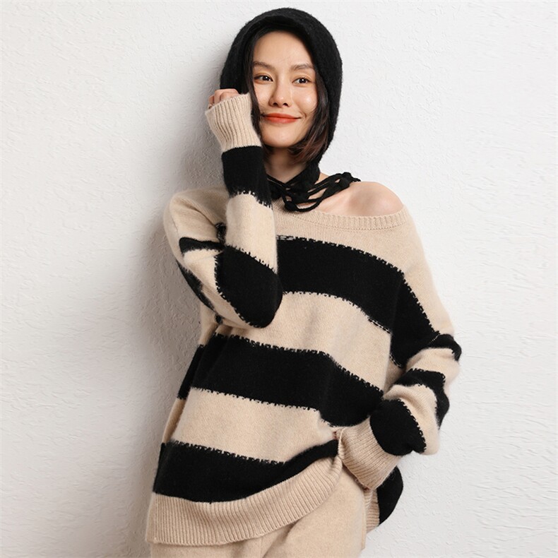 羊绒衫女圆领宽松毛衣百搭时尚针织打底衫,女装羊绒衫,五色羊羊绒
