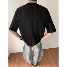 时装周夏季拉链撞色开叉圆领设计款男装短袖T恤夏装半袖S414-特33，男装T恤，电商A233-1