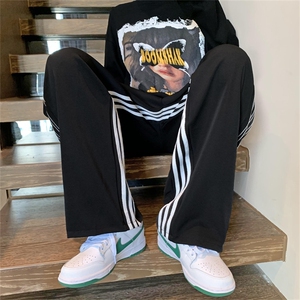 欧美hiphop裤子男高街ins美式宽松直筒阔腿裤条纹休闲裤EK322-P32图片