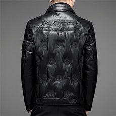 DLSN8116羽绒皮衣男头层绵羊皮白鸭绒羽绒服皮风衣P1300，男装皮衣，电商B360