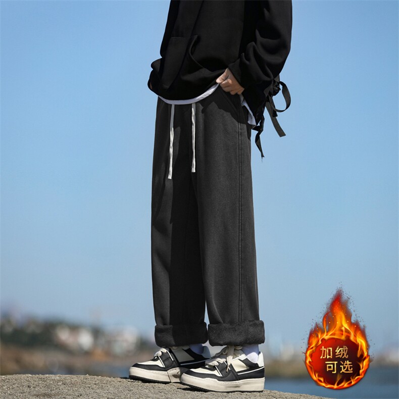 加绒厚阔腿裤牛仔裤男士秋冬季款宽松直筒休闲长裤JRK823-特批-45图片