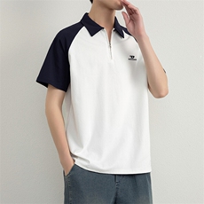 夏季短袖男刺绣翻领POLO衫拼接色T恤宽松休闲半袖上衣YD33997-P40，男装Polo衫，星座310B-3