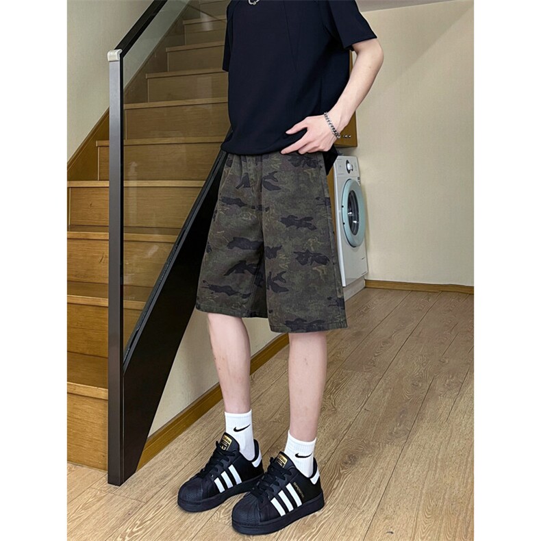夏季复古迷彩工装宽松阔腿直筒五分休闲短裤男K5916-特P35控59,男装牛仔裤,星座205