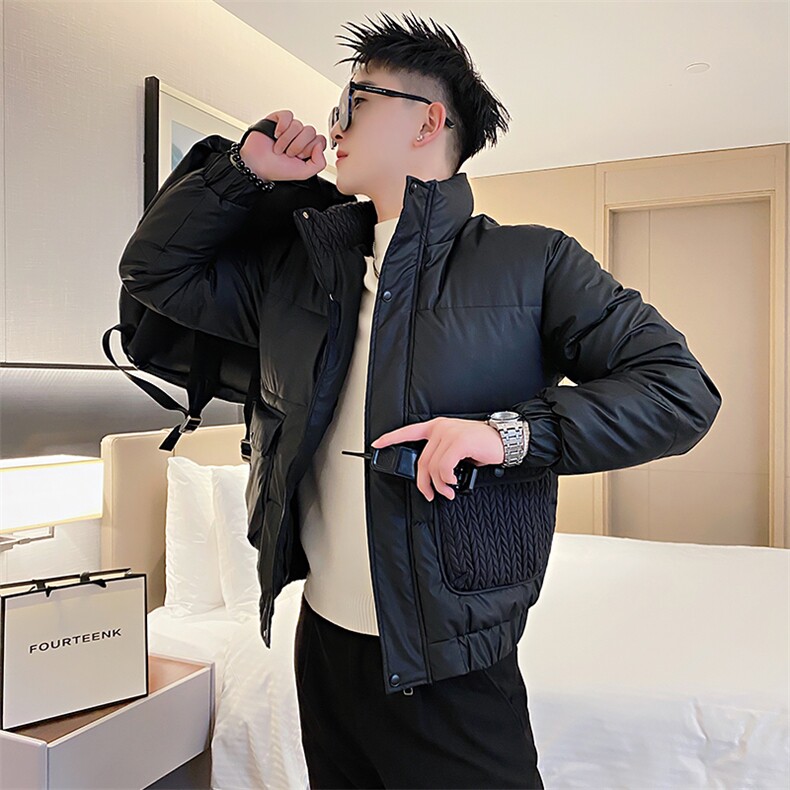 AY87/P138控178冬季社会小伙编织纹潮牌棉服痞帅百搭棉衣男黑首1,男装棉衣,星座305B-1