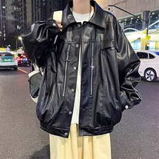 皮衣外套男春秋季高级感pu皮夹克美式2024新款W143-P77，男装夹克，星座1109-3