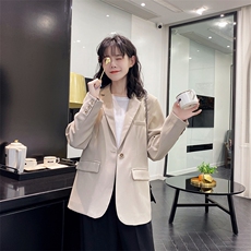 【现货】2021年秋装一粒扣休闲西装166-XZ01P90控148杏色，女装西装，茜茜公主