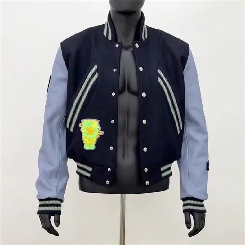黑木kiko棒球服男款美式高街vibe毛呢夹克cleanfit毛巾绣短款外套，男装夹克，星座603-2