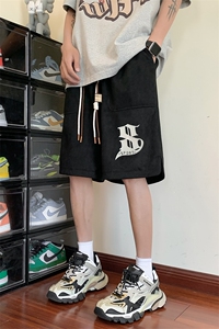 高品质麂皮绒印花短裤潮流宽松休闲五分裤A161-D917-P38图片
