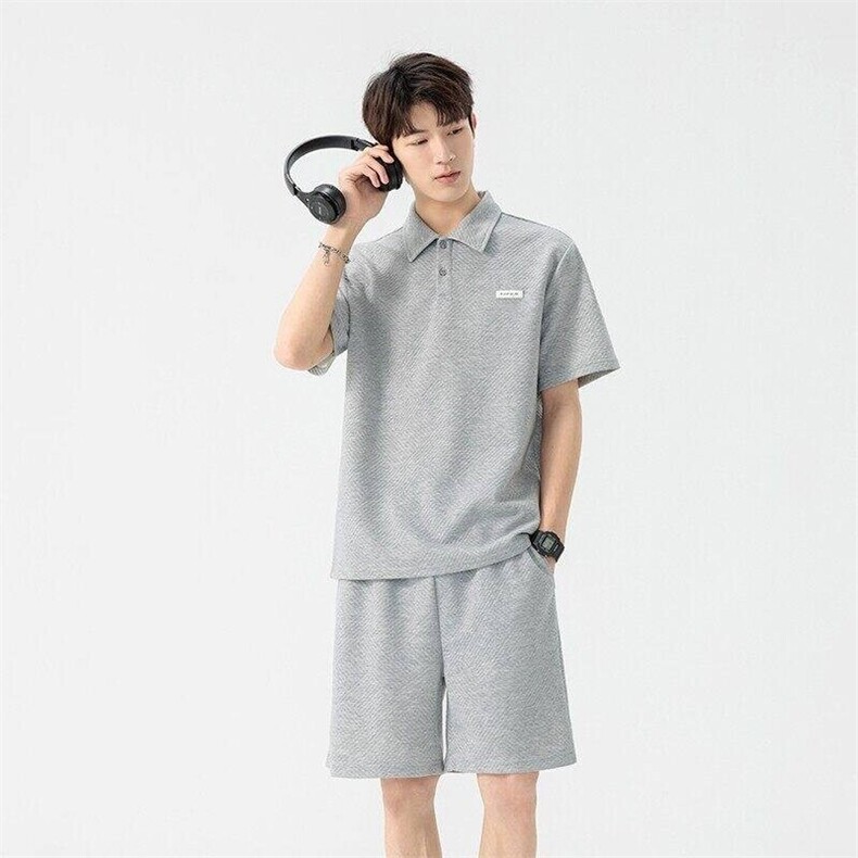 TZ25305-特P55夏季休闲T恤短裤男两件套，男装牛仔裤，电商D310B