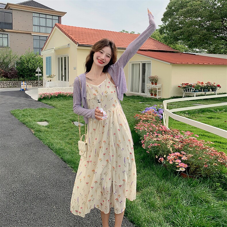 今年流行漂亮裙碎花吊带裙2025新款女开春穿搭夏日多巴胺,女装连衣裙,浙宝176（原073）