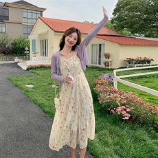 今年流行漂亮裙碎花吊带裙2025新款女开春穿搭夏日多巴胺，女装连衣裙，浙宝176（原073）
