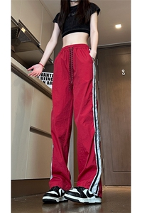现货 夏季速干情侣撞色拼接条纹休闲裤女运动长裤男K650-P45 控68图片