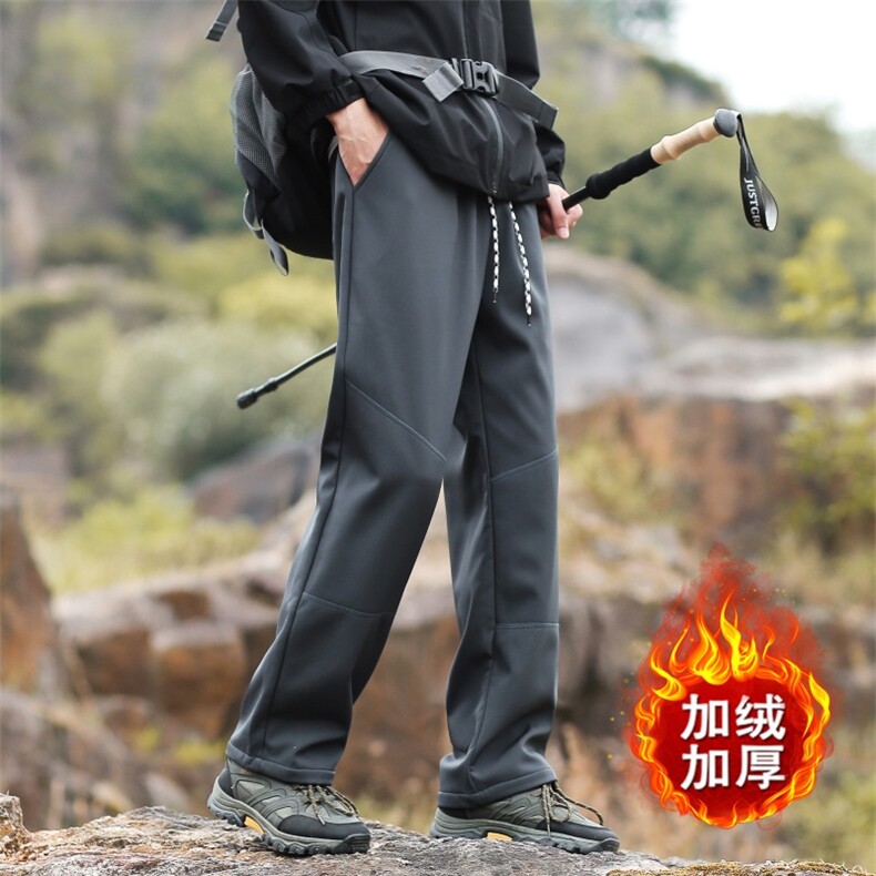 加绒加厚男士石墨烯加厚宽松休闲裤直筒裤冲锋裤K8908-P40,男装休闲裤,星座310B