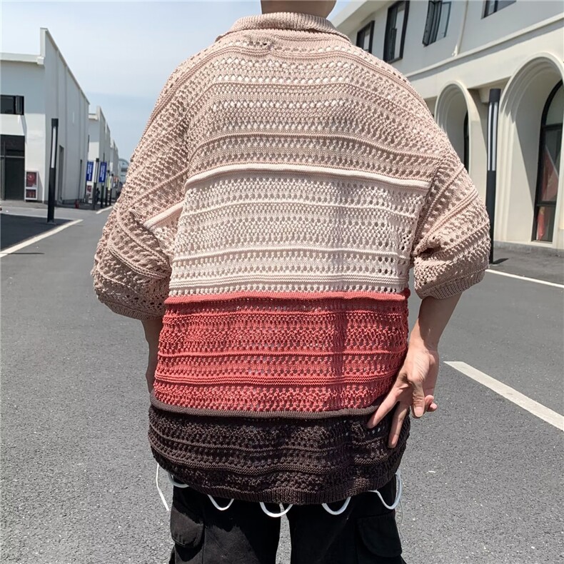 短袖男简约百搭休闲打底五分袖POLO镂空P38,男装Polo衫,星座1116-2