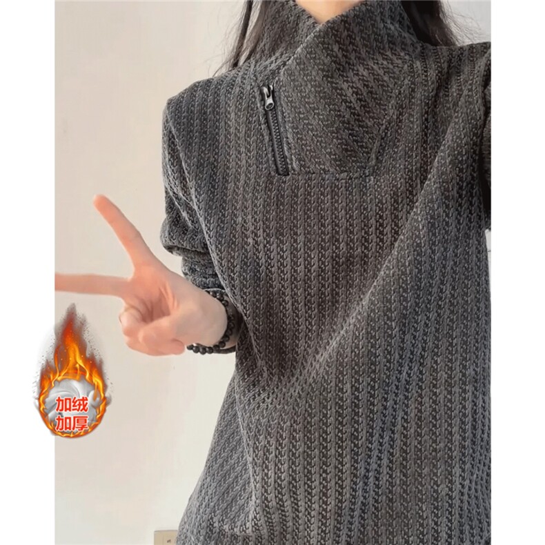 1506A/GWY640/P42黑色斜领拉链卫衣男款秋冬加绒,男装卫衣,星座1506A