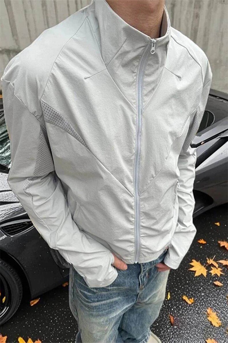 现货（网图慎用）连帽特批P55立领特批P50男激光冲孔防晒衣J5257,男装防晒衣,电商A001