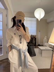美式老钱风棉麻衬衫上衣女春夏新款宽松通勤亚麻防晒衬衣薄，女装针织衫/毛衣，织己羊绒