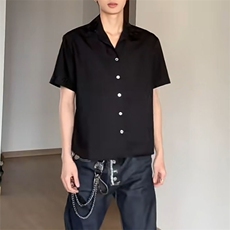 短袖黑色美式轻奢气质感衬衫男装夏季百搭衬衣潮ACS6718，男装T恤，星座208-5