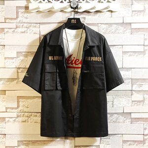100%棉 挂拍 2021夏装新款短袖衬衫五分袖大码中袖衬衣男8863图片