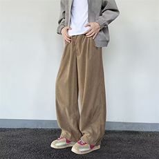 春季新款灯芯绒休闲裤男宽松直筒阔腿裤垂感长裤男A80711-p52，男装休闲裤，星座1008
