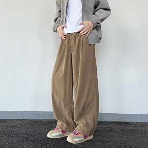 春季新款灯芯绒休闲裤男宽松直筒阔腿裤垂感长裤男A80711-p52图片
