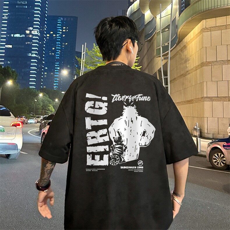 量大优供视频重磅麂皮绒短袖T恤男JPDX241-特P19,男装T恤,电商B367