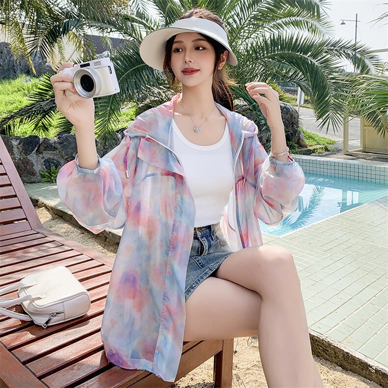 多巴胺紫色绝美气质防晒服女夏季韩系小个子海边轻薄连帽防晒衣潮,女装防晒衣,蝶眷