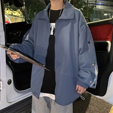 JK3089/P55秋装新撞色排扣运动夹克男韩版大码宽松外套上衣控68，男装夹克，电商A141