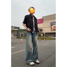 【有货】CK201CC-特P50复古做旧绣染破洞弯刀牛仔裤男女，男装牛仔裤，星座1007（原301D）