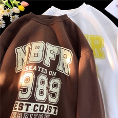 秋季大码卫衣ins港风宽松圆领百搭印花外套X5518-毛毯图-P55-限68，女装短外套，电商A061-1