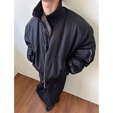 廓形宽松短款飞行员棉服男冬季加厚夹棉保暖棒球服夹克外套，男装夹克，星座506A