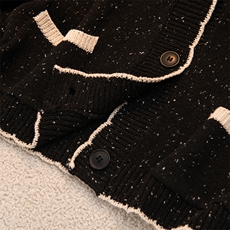 2025年秋季时尚百搭通勤简约休闲黑色点子纱开衫，女装羊绒衫，盛世绒华