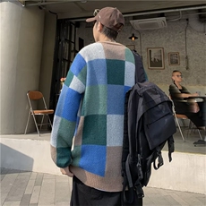 2023秋冬新款美式街头小众设计复古情侣撞色格子Q5021P50，男装针织衫/毛衣，星座1116-2