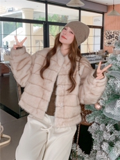 现货210-7702-P185-K268水貂立领皮毛一体外套女士，女装羊羔毛/颗粒绒，浙宝210（原浙宝191）