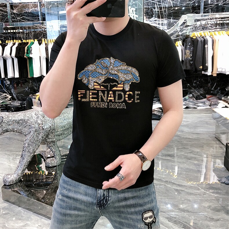 新款时尚高端精品欧货夏季男T恤短袖潮流抖音A227B-A-726-P48,男装T恤,电商A227B（原钱塘4066-1）