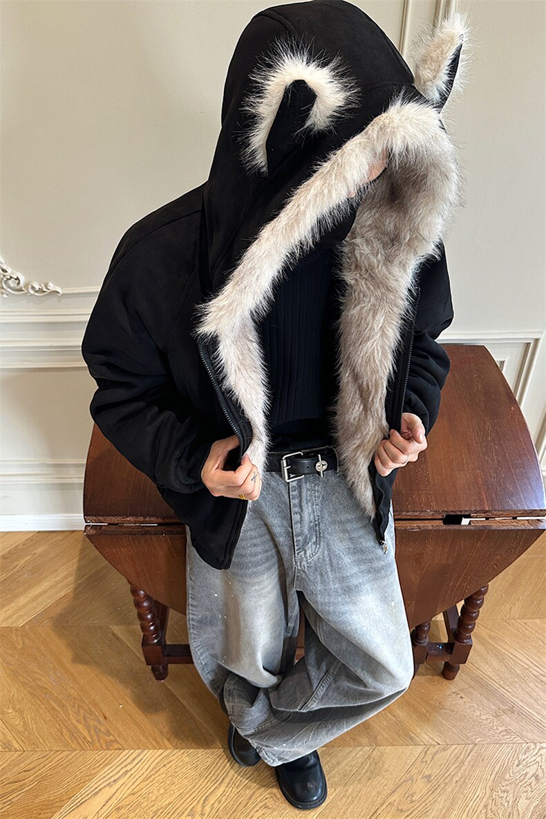 517A-8-Y91-P100猫耳朵座山雕连帽毛领棉服棉衣外套（非揭阳货）,男装棉衣,星座517A-8（原B282）