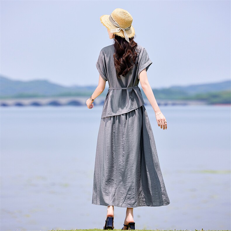 2025夏季新款今年流行韩系松弛感简约气质无袖背心阔腿裤两件套女,女装套装/套裙,靓衣阁