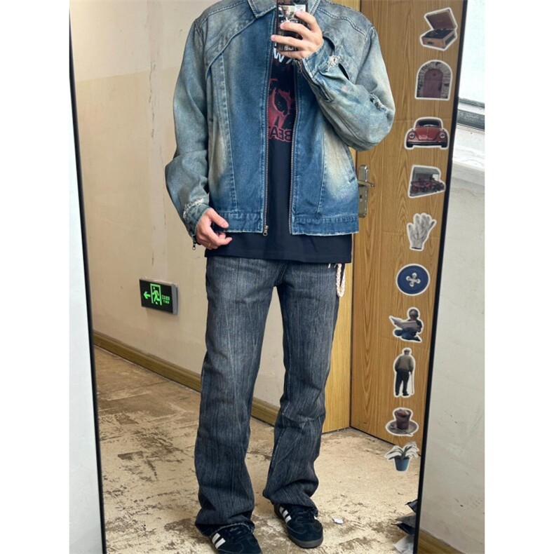 【有货】cleanfit水洗做旧短款牛仔外套美式工装夹克JK03HH-特P78,男装夹克,星座1007（原301D）