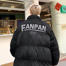麂皮绒复合棉服宽松棉衣加厚印花棉袄面包服MY8698/特P90黑，男装棉衣，电商A094