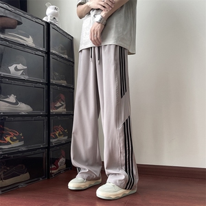 夏季薄款速干休闲裤男潮流三条杠撞色宽松直筒运动裤子K0617-P40图片