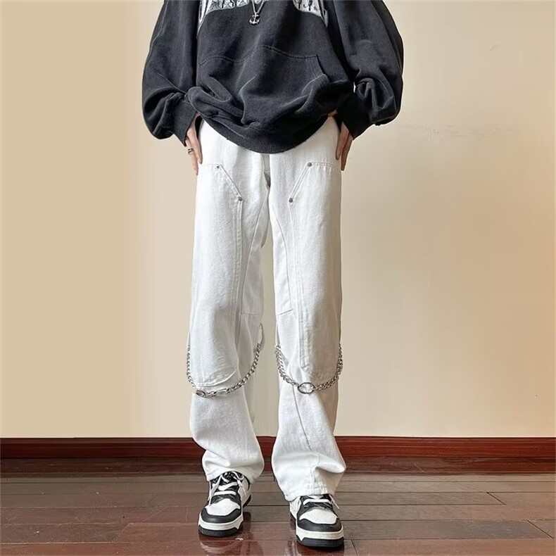 牛仔裤男士高街直筒裤潮牌休闲男裤秋冬男款B8052P48,男装牛仔裤,星座1116-2