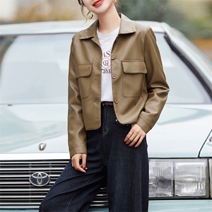 皮衣外套女春秋短款2025年新款欧货气质PU皮夹克高级感小个子上衣图片