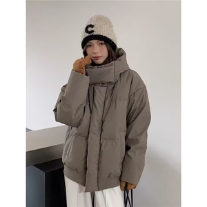 冬季三防重磅boxy短款羽绒连帽PU皮棉衣外套防风加厚棉服,猴王羽绒服搭配图片