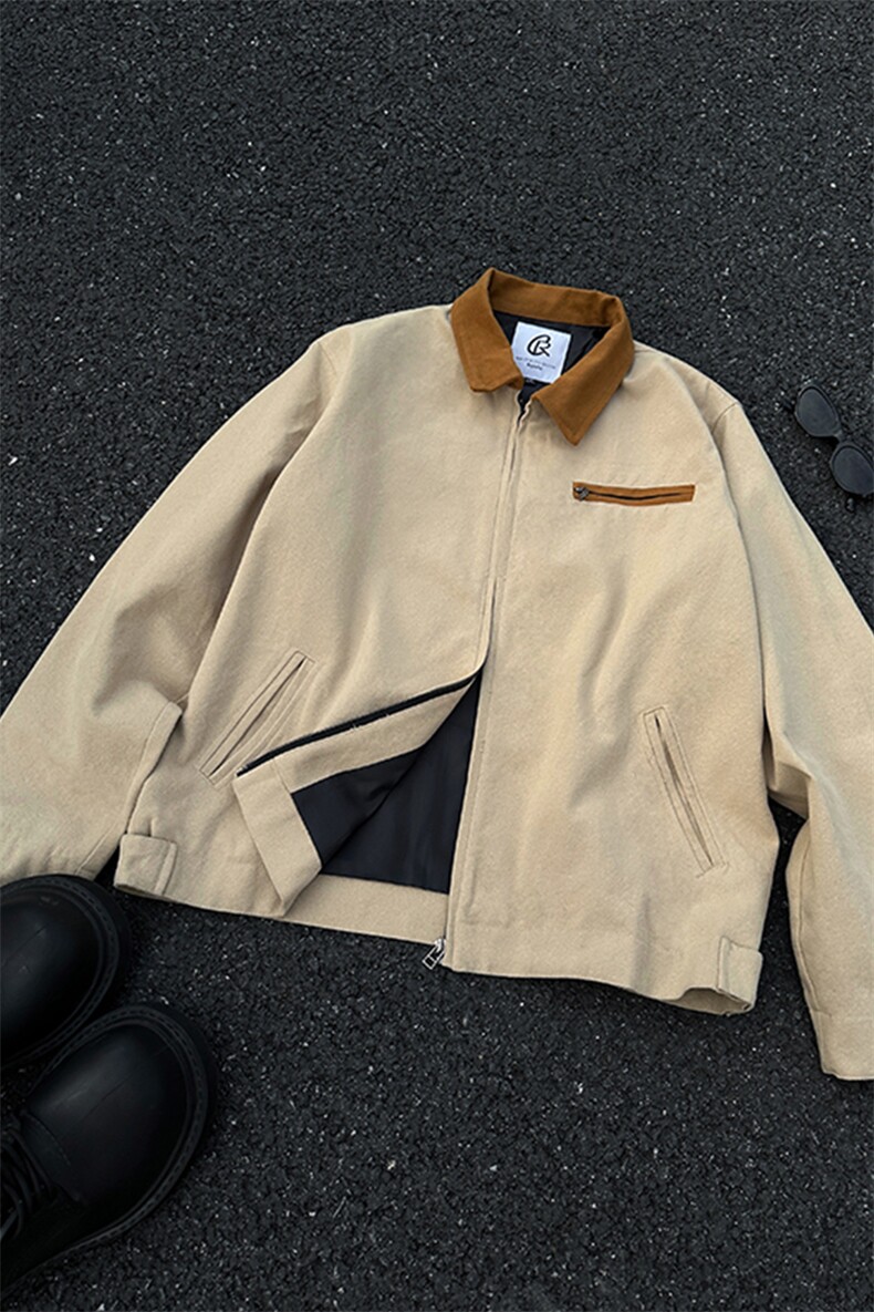 8XL-M春季水洗帆布短款夹克男生vintage美式复古工装外套JK003P98,男装夹克,电商B312