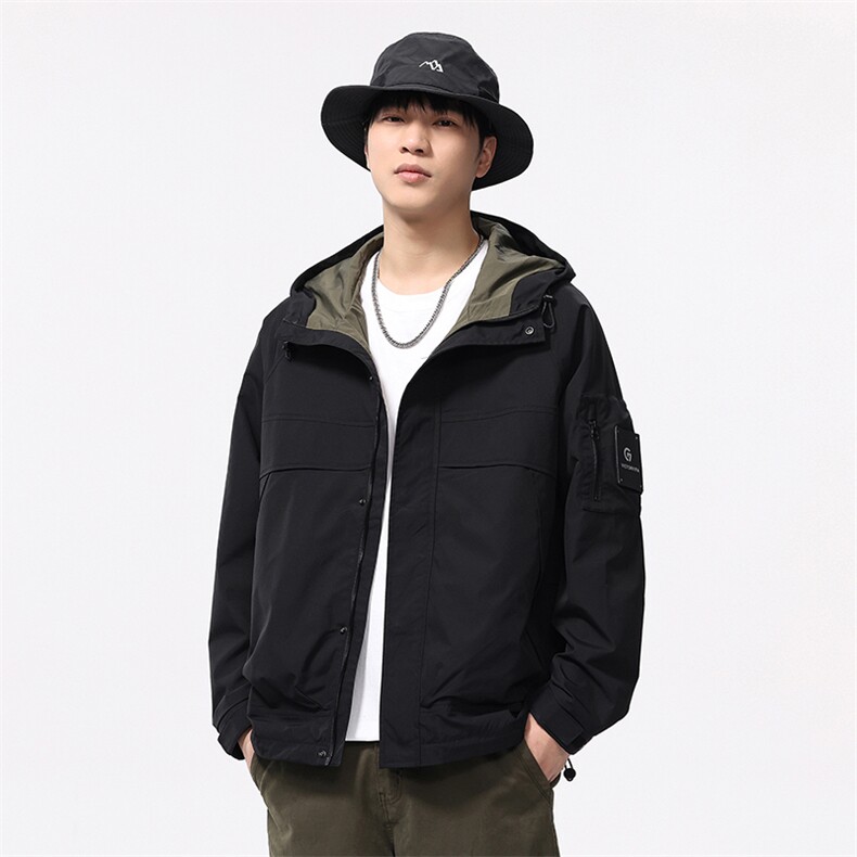 新款秋季夹克外套男防风运动休闲时尚潮流连帽款F0920-P100控199,男装夹克,电商D215