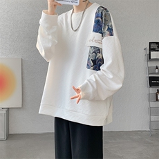 现货WY10067-P45加绒P55新增加绒款款式百搭圆领小熊拼接卫衣，男装卫衣，电商A059