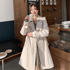 气质修身双排扣系带风衣2C081-6002P165K258，女装风衣，2C081