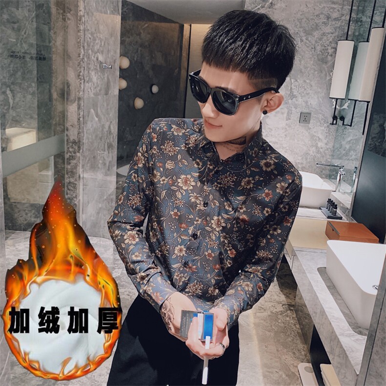 312A-5-821-P60  社会小伙韩版潮流衬衫休闲修身上衣图片