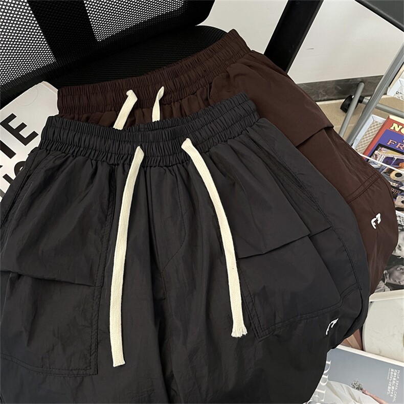 夏季新款港风日系复古纯色防水复合阔腿休闲裤短裤男潮DK820-P33,男装牛仔裤,星座313A(原308A-2)